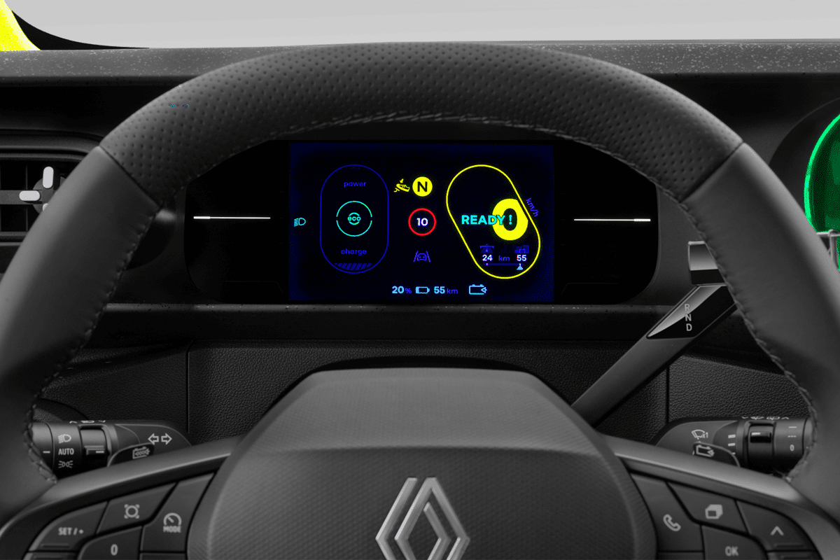 Kombiinstrument eines Renault Twingo E-Tech (KI-generiert)