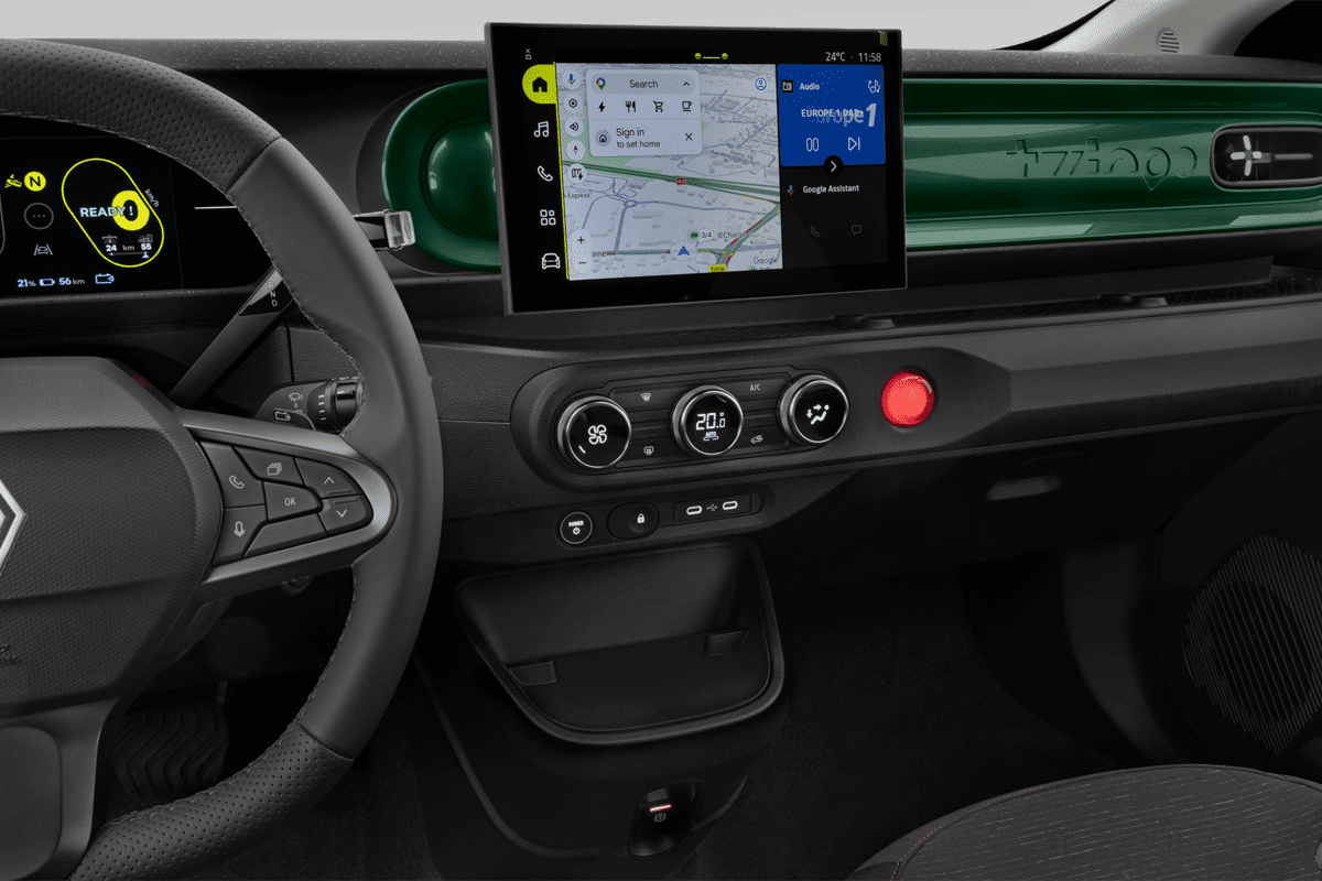 Mittelkonsole eines Renault Twingo E-Tech (KI-generiert)
