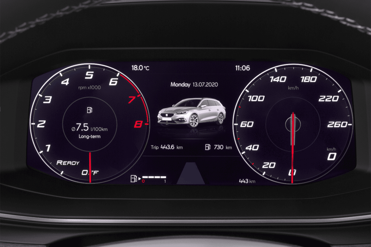 Kombiinstrument eines Seat Leon ST TGI