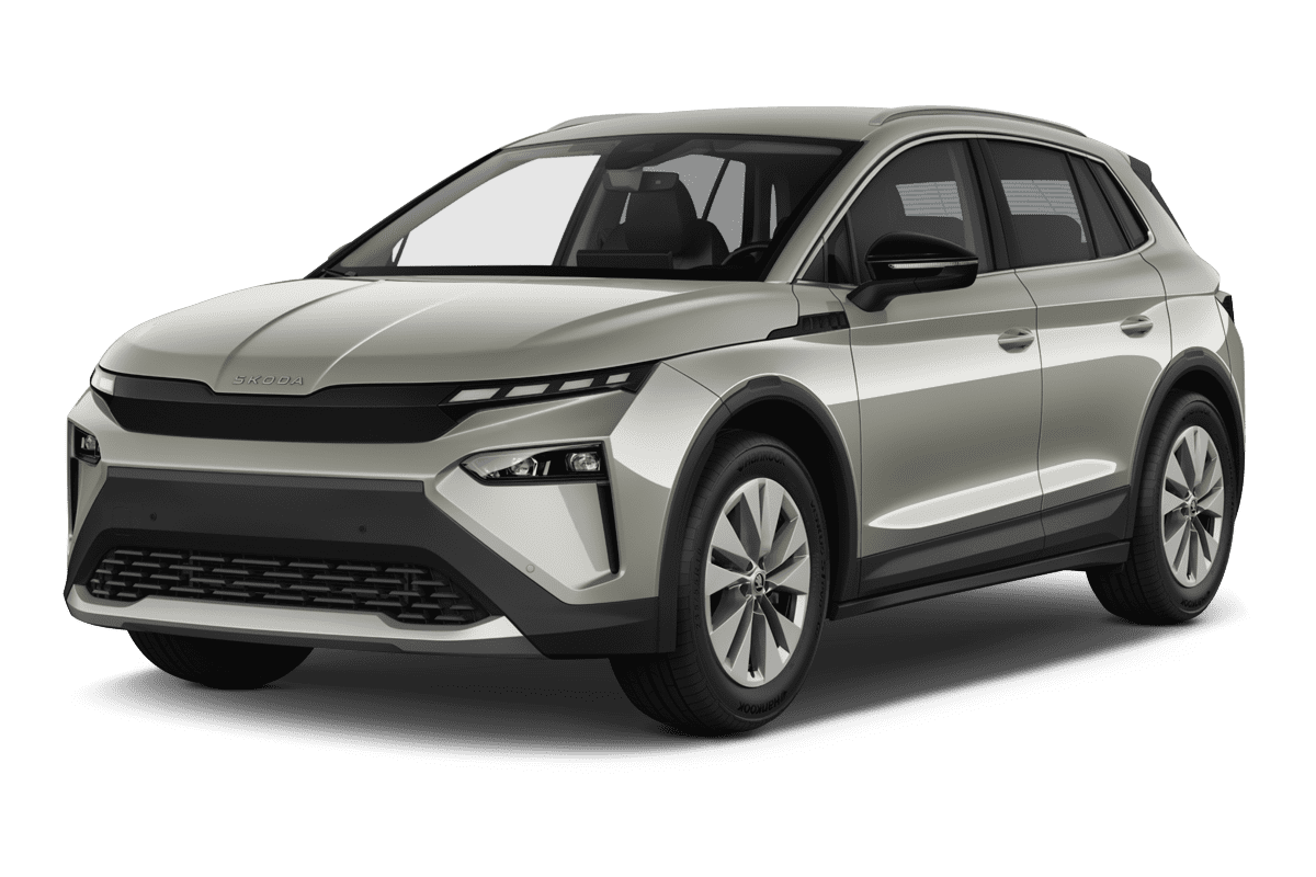 Schräge Frontansicht eines Skoda Elroq, freigestellt