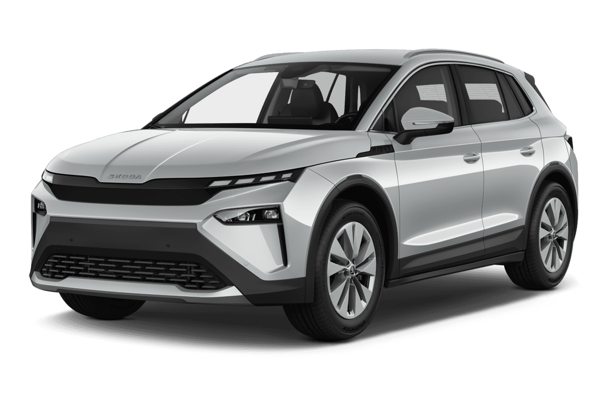 Schräge Frontansicht eines Skoda Elroq , freigestellt