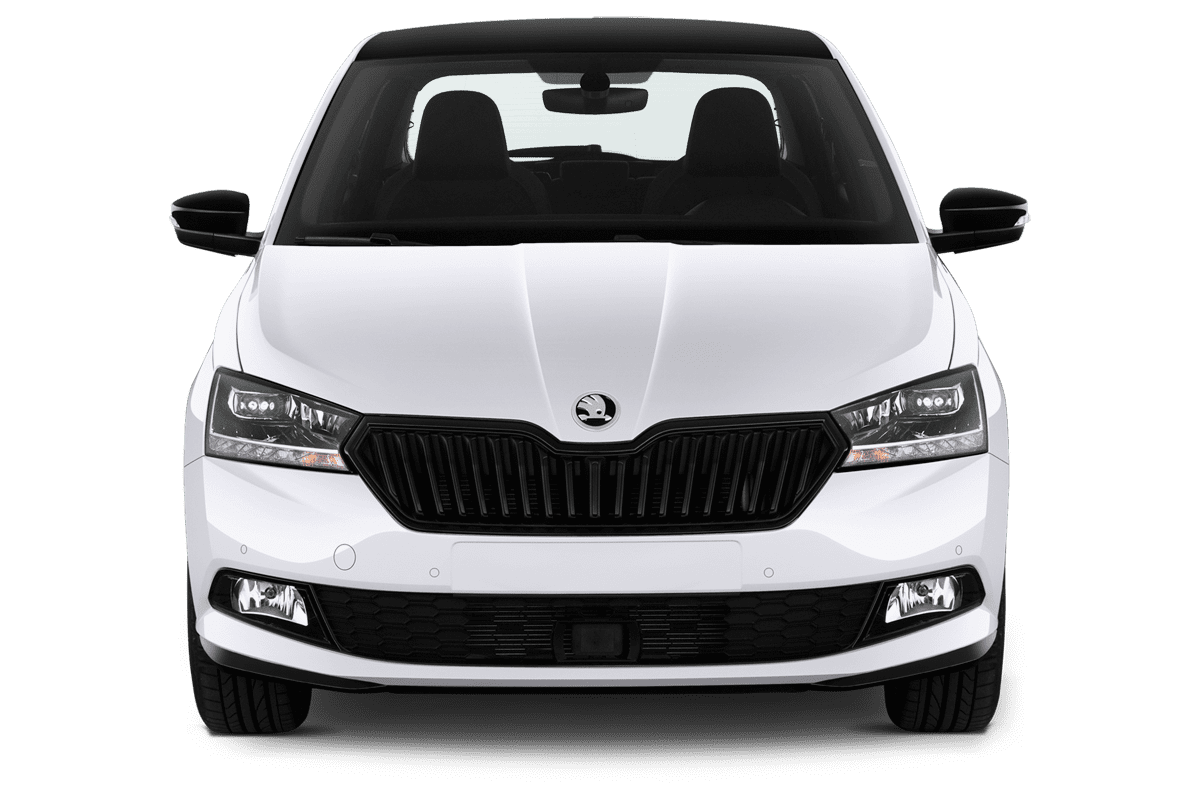 Frontansicht eines Skoda Fabia Limousine Soleil, freigestellt