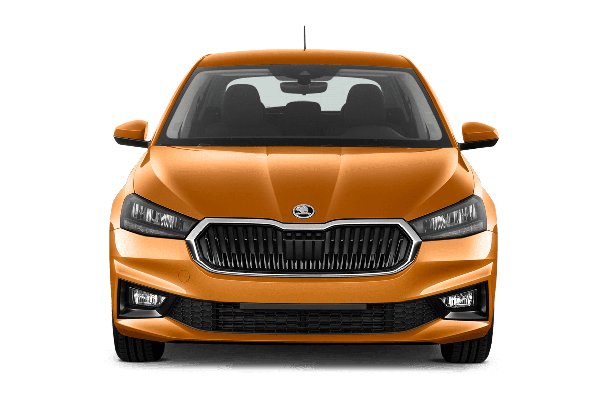 Frontansicht eines Skoda Fabia Limousine, freigestellt