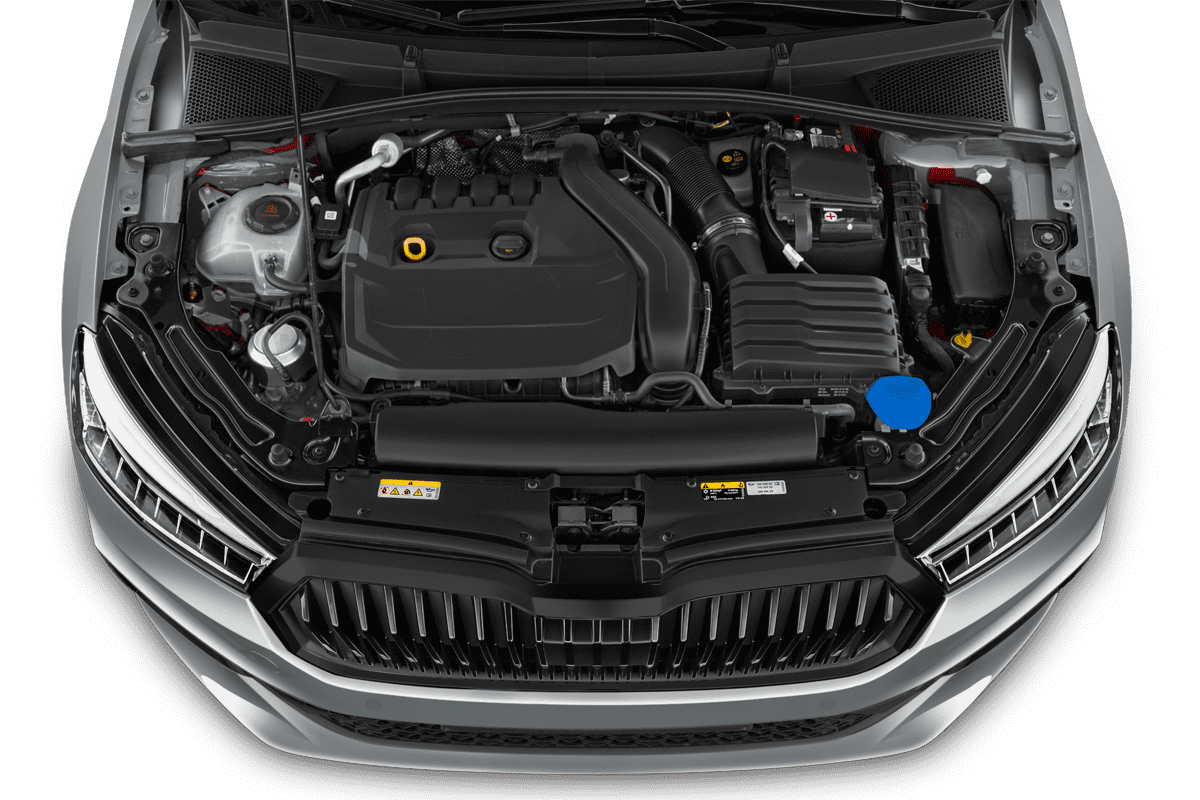 Motorraum eines Skoda Fabia Limousine (KI-generiert)