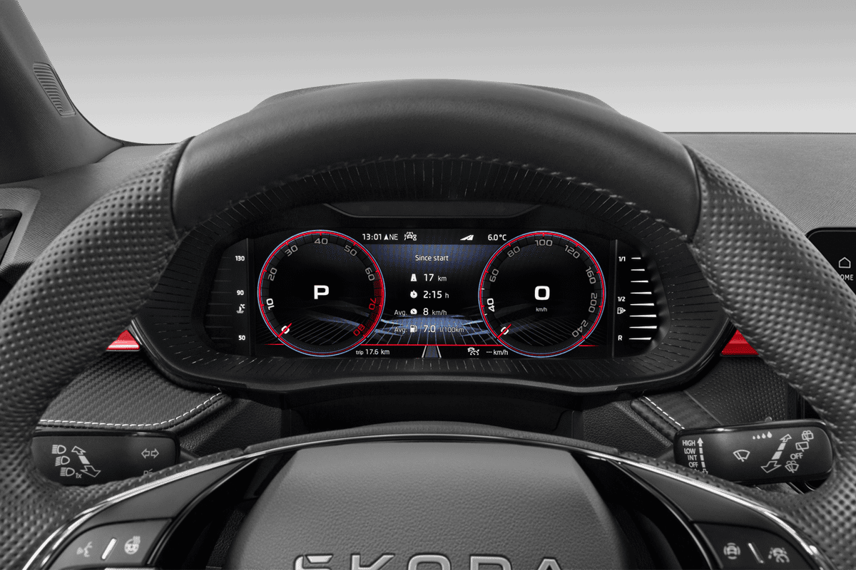 Kombiinstrument eines Skoda Fabia Limousine (KI-generiert)