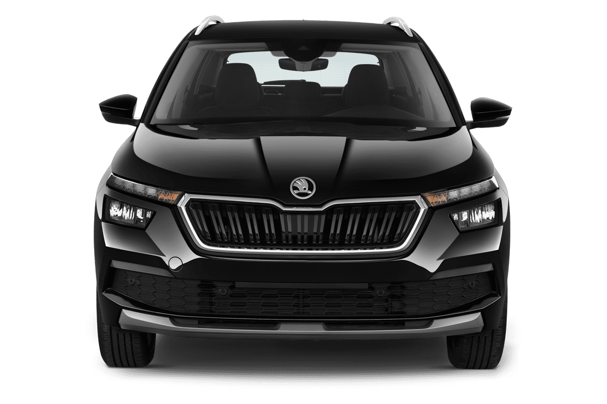 Frontansicht eines Skoda Kamiq Drive, freigestellt