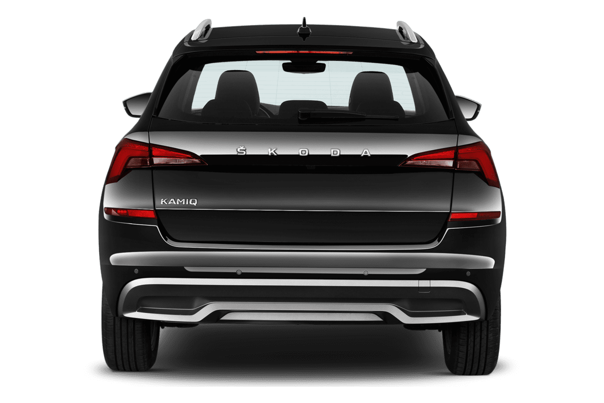 Heckansicht eines Skoda Kamiq Drive