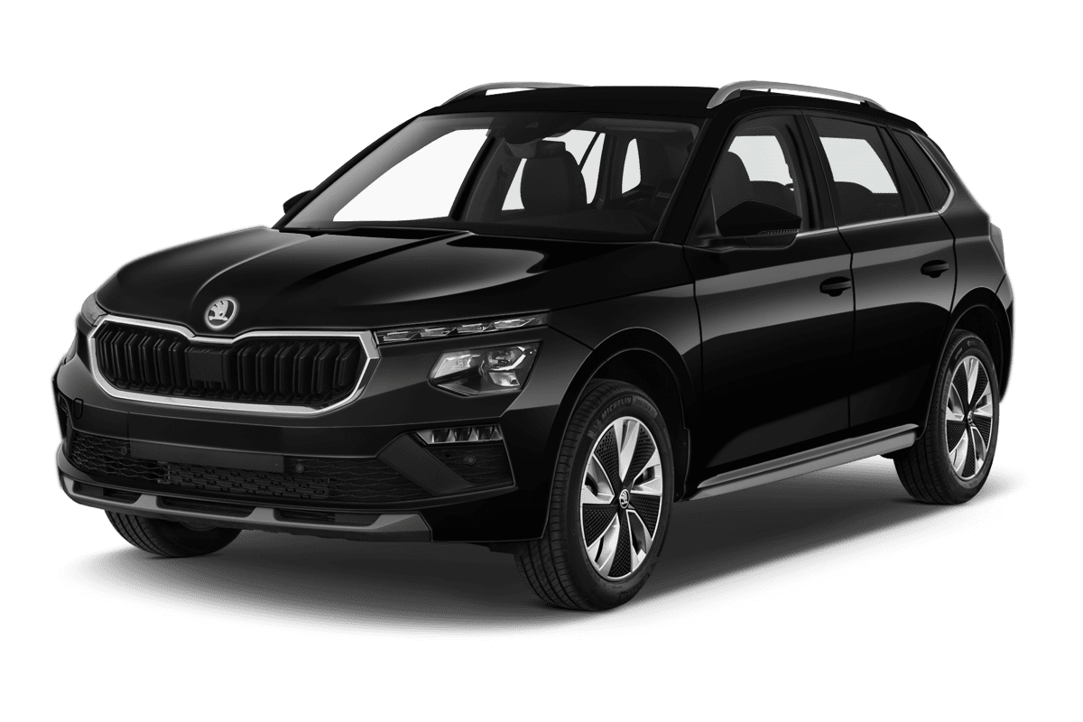 Schräge Frontansicht eines Skoda Kamiq, freigestellt