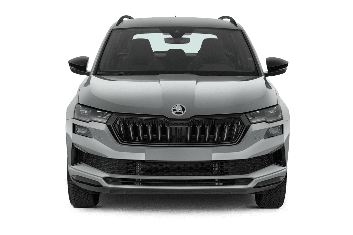 Frontansicht eines Skoda Karoq Sportline, freigestellt