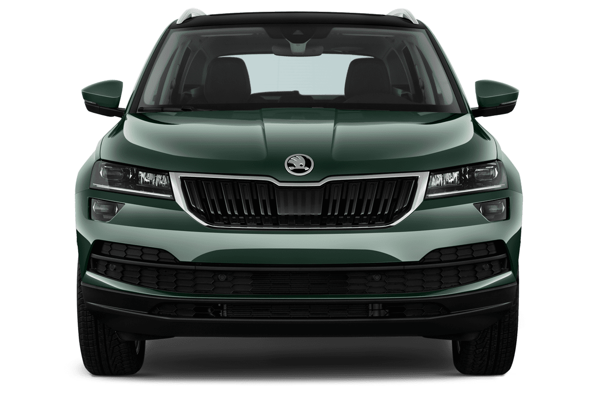 Frontansicht eines Skoda Karoq Drive 125, freigestellt