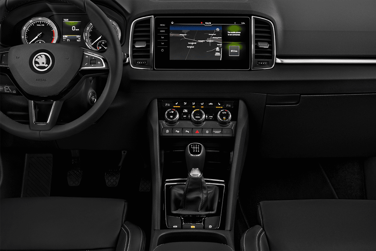 Mittelkonsole eines Skoda Karoq Drive 125