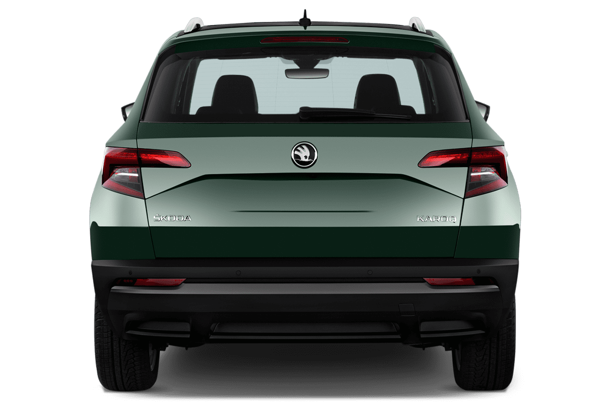 Heckansicht eines Skoda Karoq Drive 125
