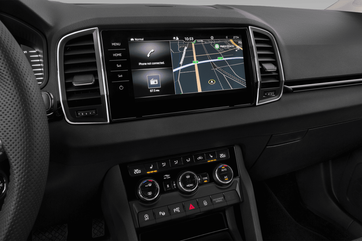 Mittelkonsole eines Skoda Karoq Drive