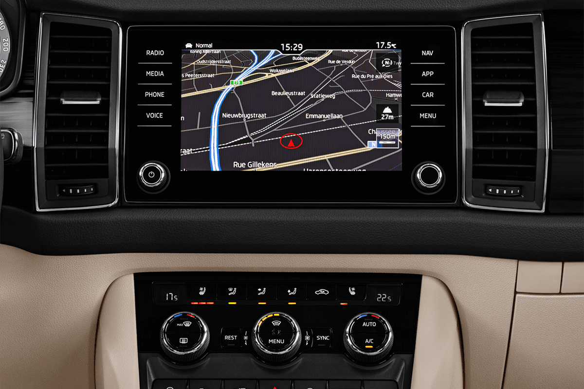 Mittelkonsole eines Skoda Kodiaq Drive 125