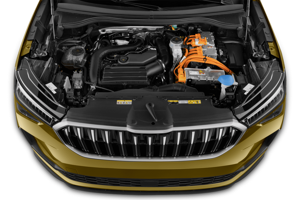 Motorraum eines Skoda Kodiaq Plug-in-Hybrid