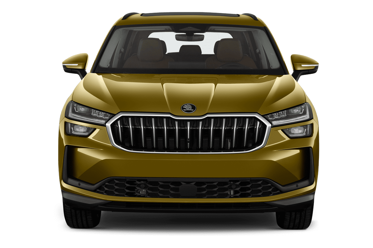 Frontansicht eines Skoda Kodiaq Plug-in-Hybrid, freigestellt