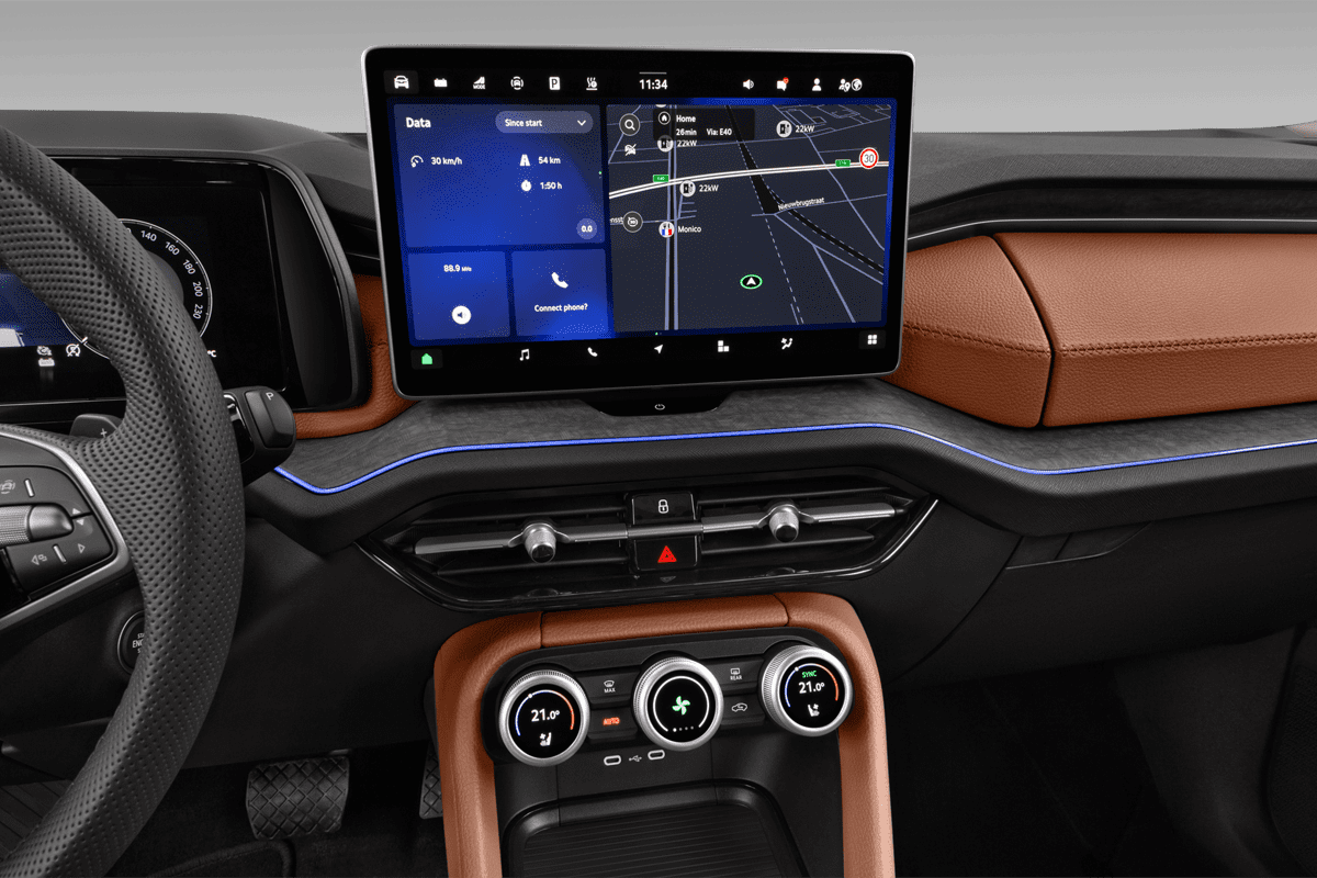 Mittelkonsole eines Skoda Kodiaq Plug-in-Hybrid