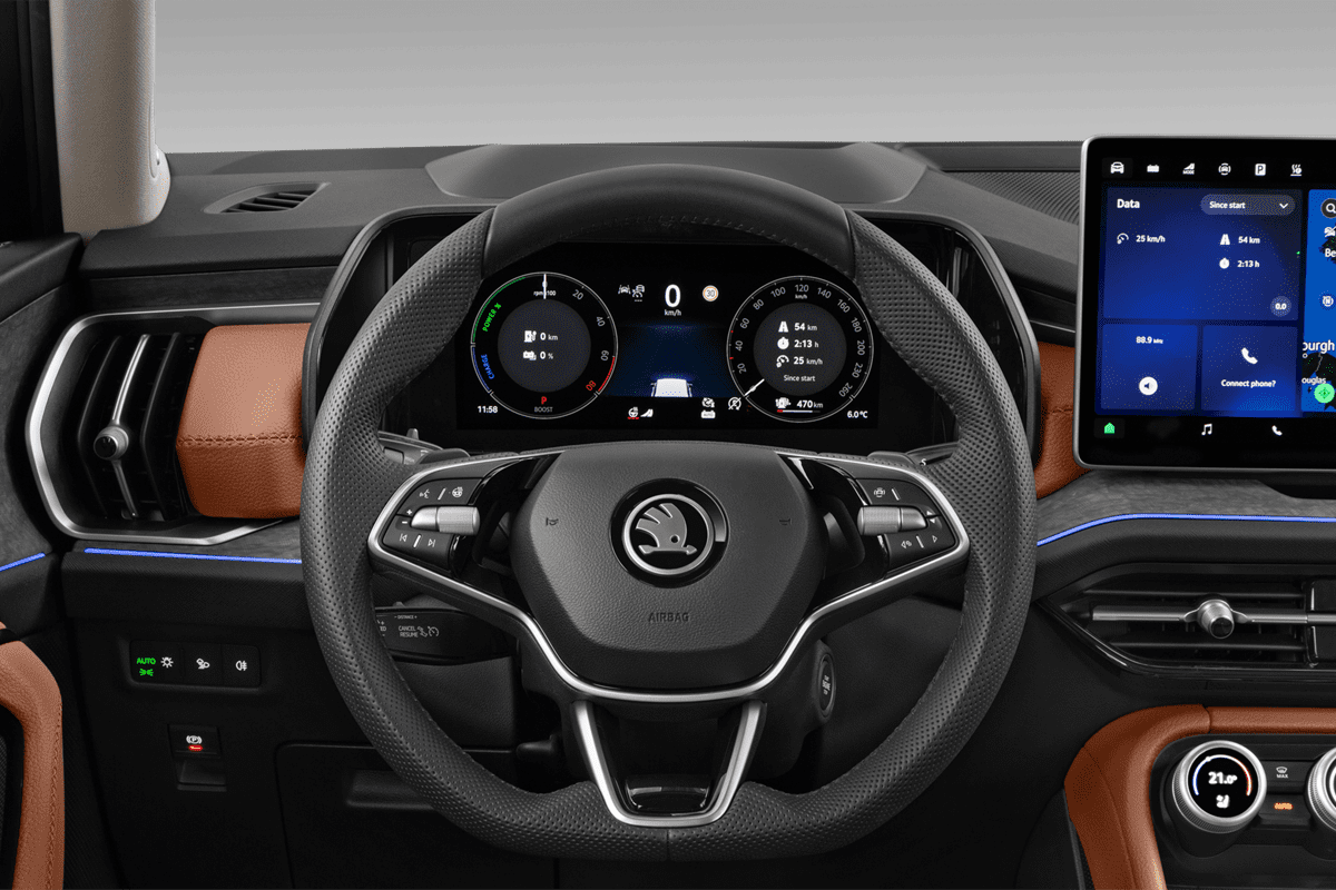 Lenkrad eines Skoda Kodiaq Plug-in-Hybrid