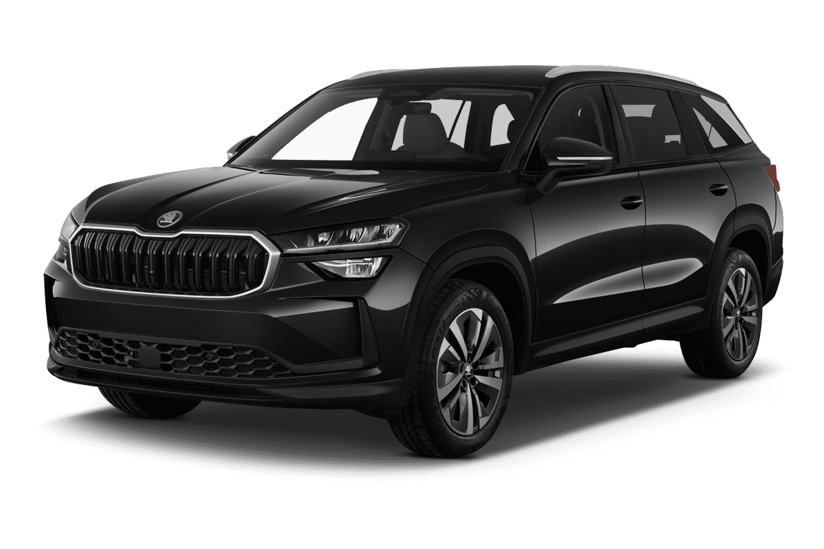 Schräge Frontansicht eines Skoda Kodiaq, freigestellt