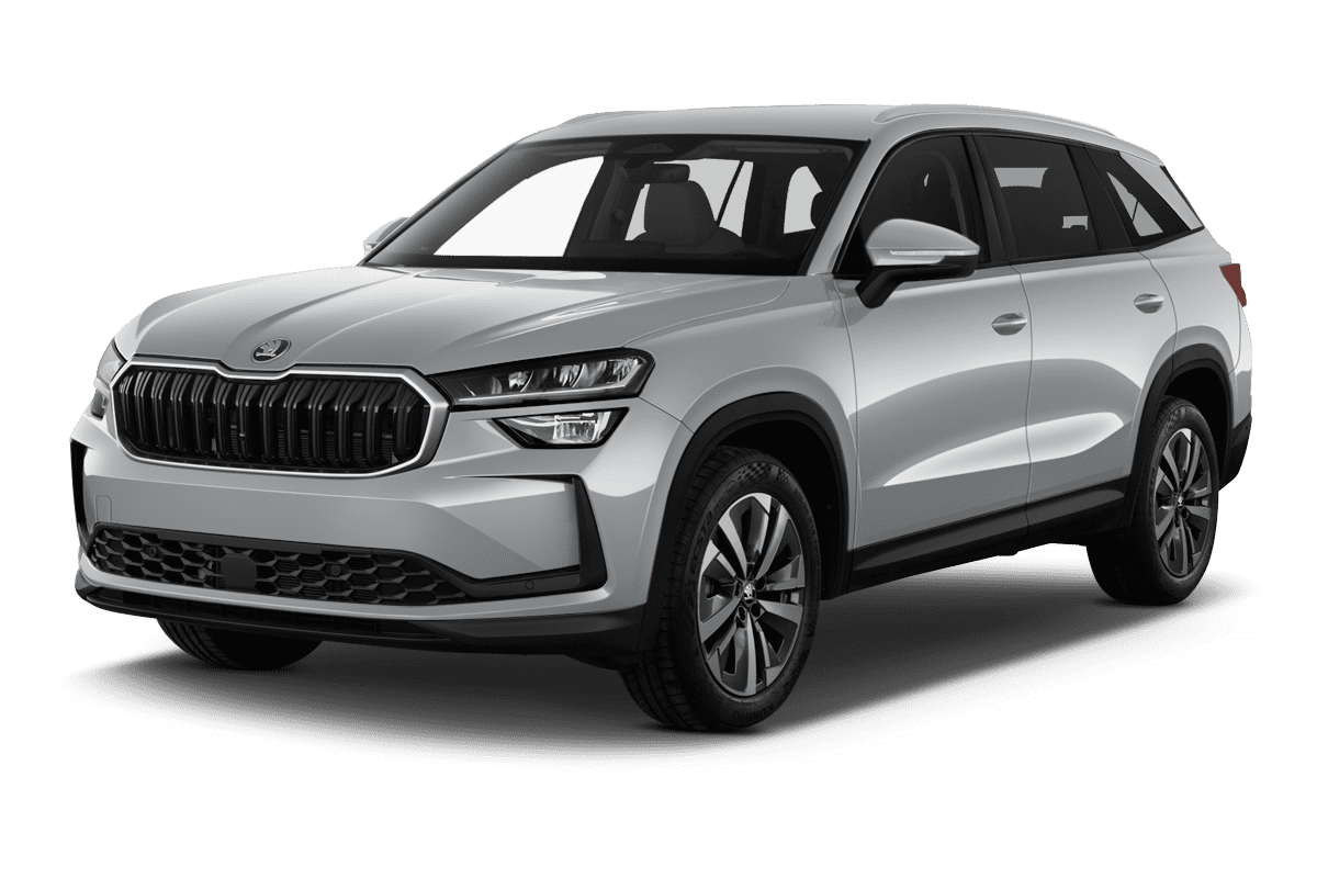 Schräge Frontansicht eines Skoda Kodiaq, freigestellt