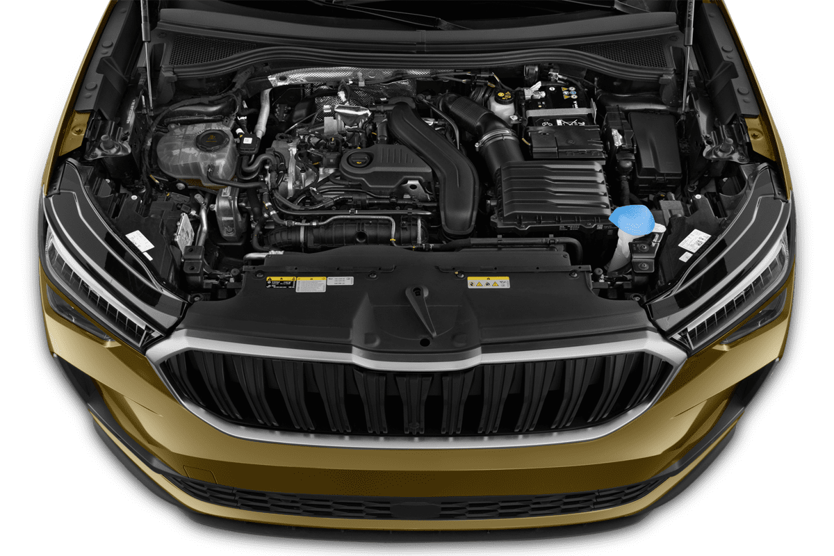 Motorraum eines Skoda Kodiaq Plug-in-Hybrid
