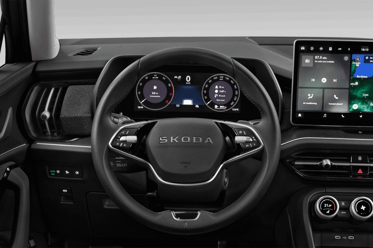 Lenkrad eines Skoda Kodiaq Plug-in-Hybrid