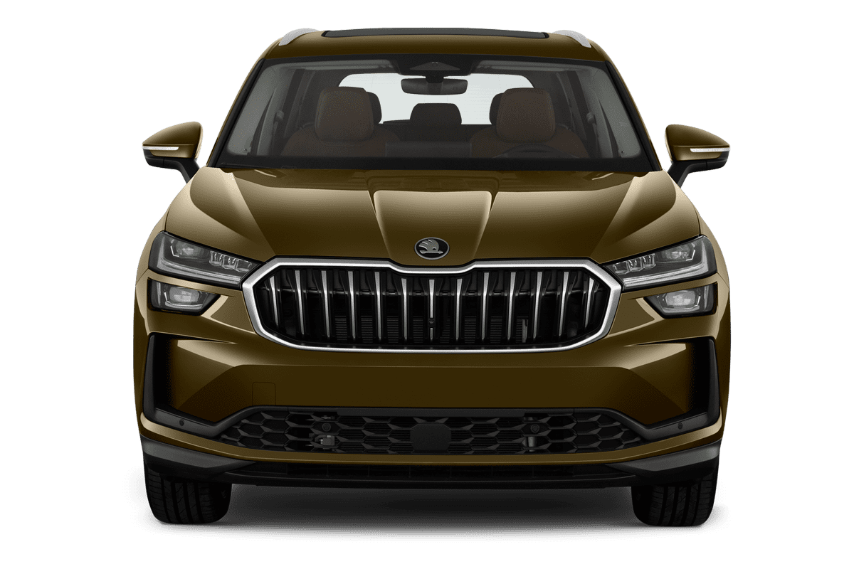 Frontansicht eines Skoda Kodiaq Plug-in-Hybrid, freigestellt