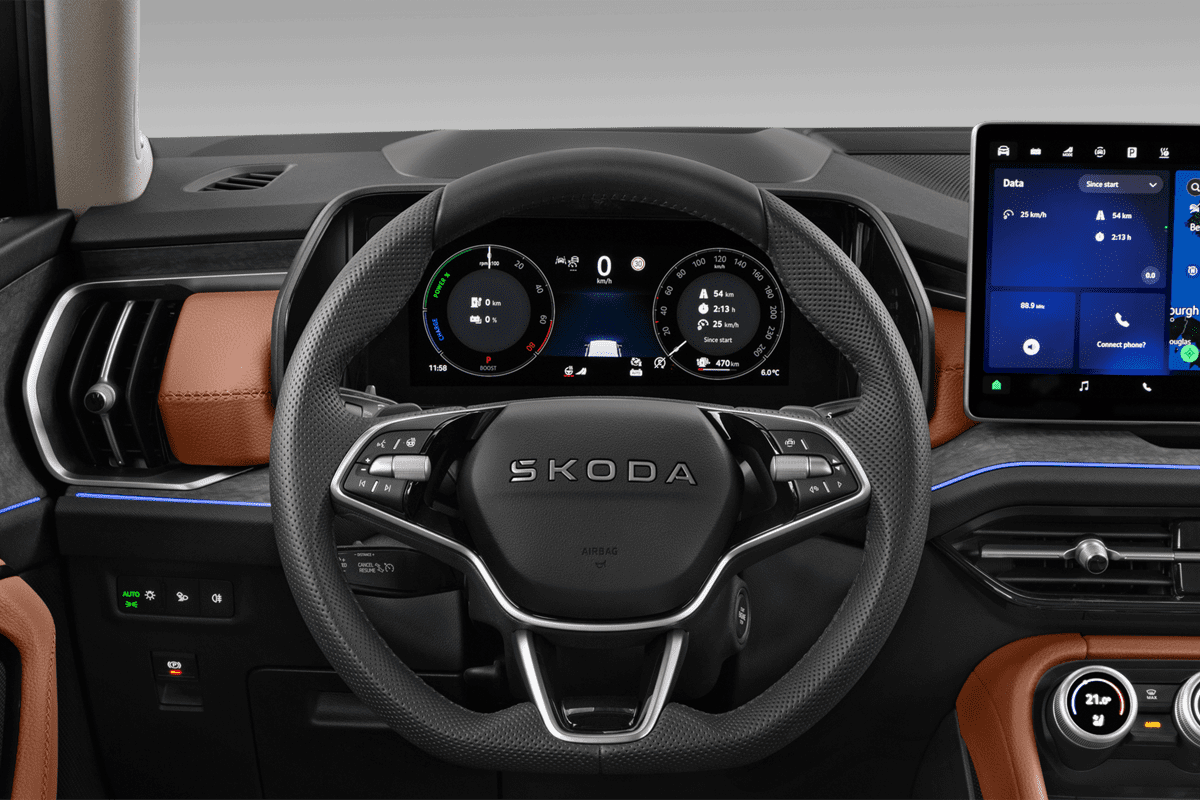 Lenkrad eines Skoda Kodiaq Plug-in-Hybrid