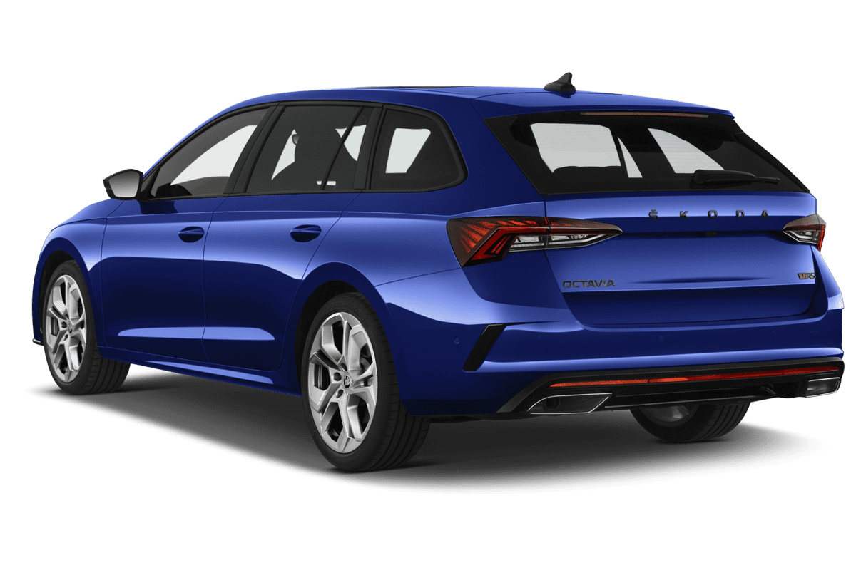 Schräge Heckansicht eines Skoda Octavia Combi RS , freigestellt