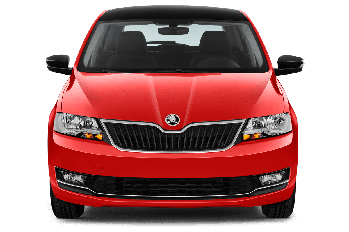 Frontansicht eines Skoda Rapid Spaceback, freigestellt