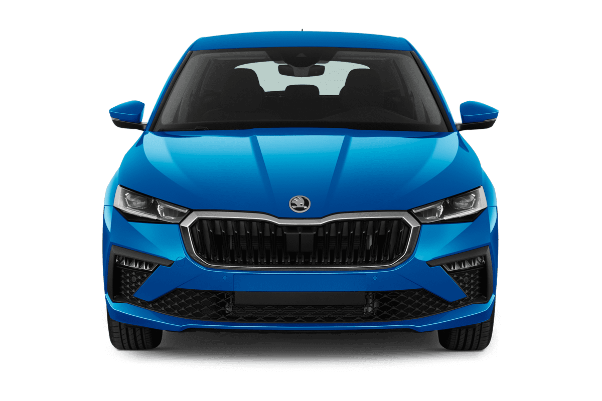 Frontansicht eines Skoda Scala, freigestellt