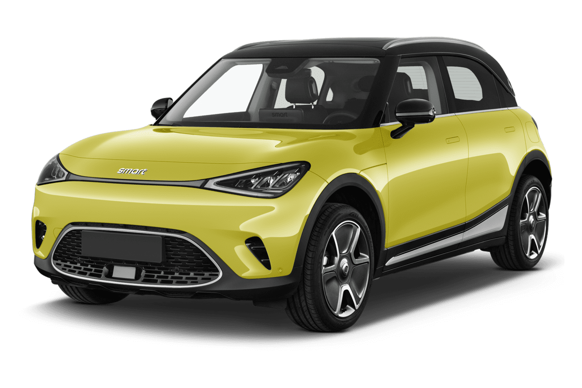 Schräge Frontansicht eines Smart #1, freigestellt