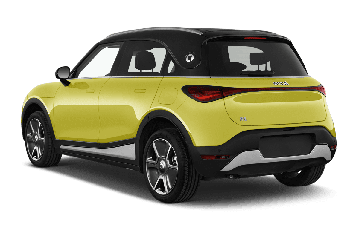 Schräge Heckansicht eines Smart #1, freigestellt