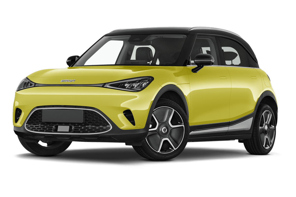 Tiefe, schräge Heckansicht eines Smart #1, freigestellt