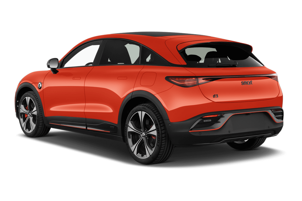Schräge Heckansicht eines Smart #3, freigestellt