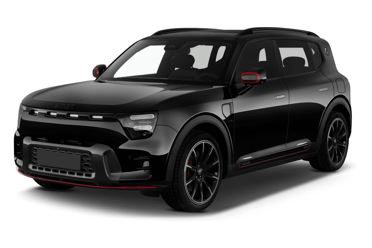 Schräge Frontansicht eines Smart #5, freigestellt