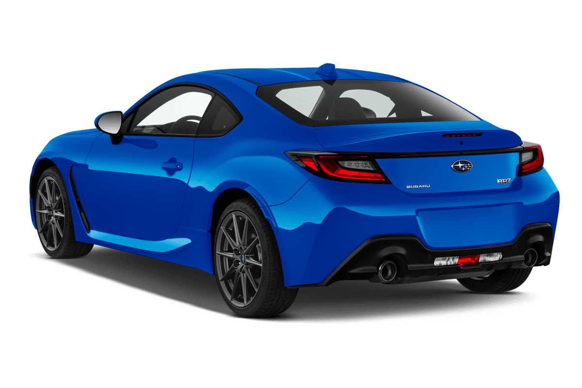 Schräge Heckansicht eines Subaru BRZ, freigestellt