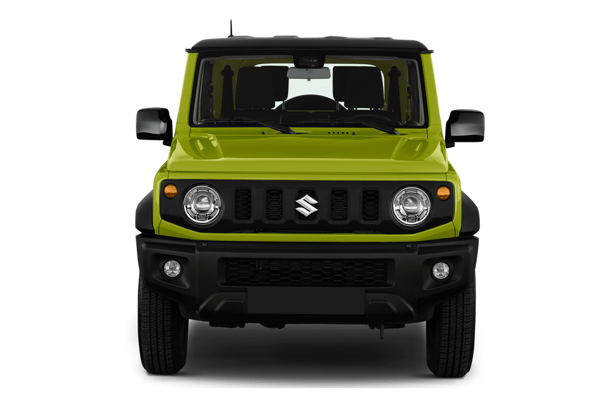 Frontansicht eines Suzuki Jimny, freigestellt