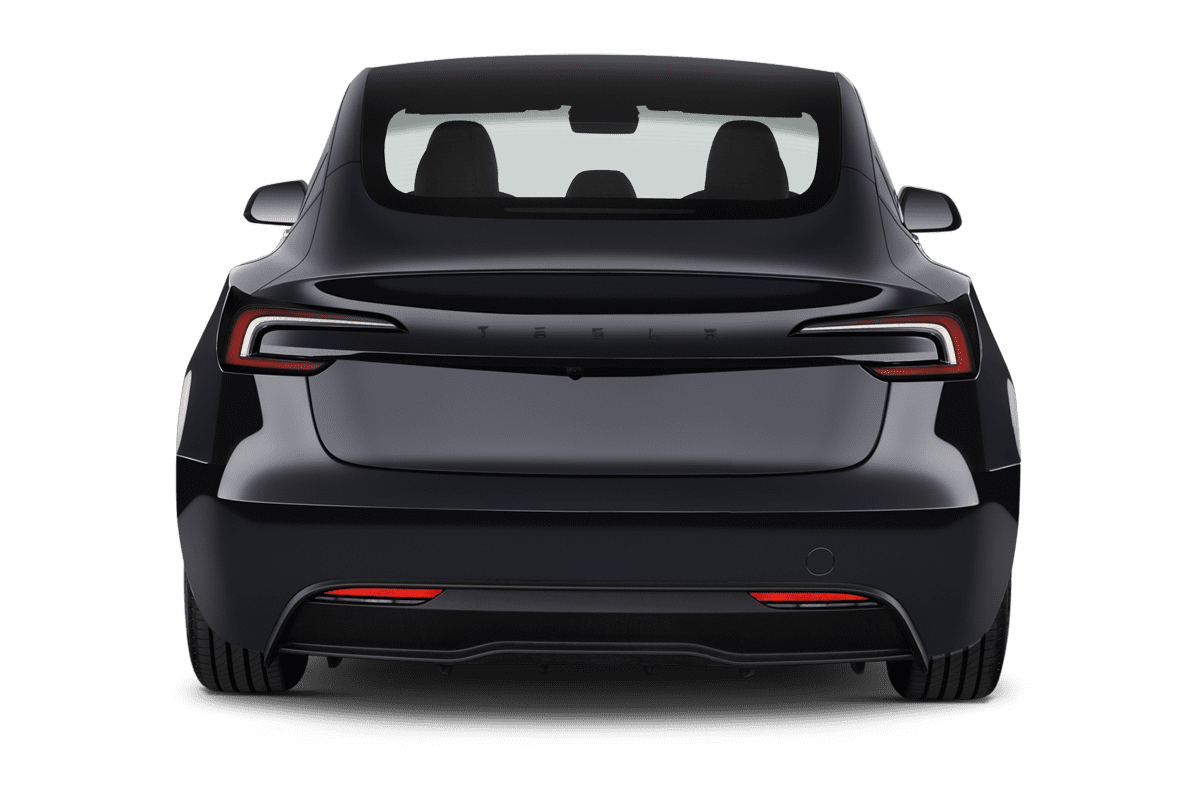 Heckansicht eines Tesla Model 3 (KI-generiert)