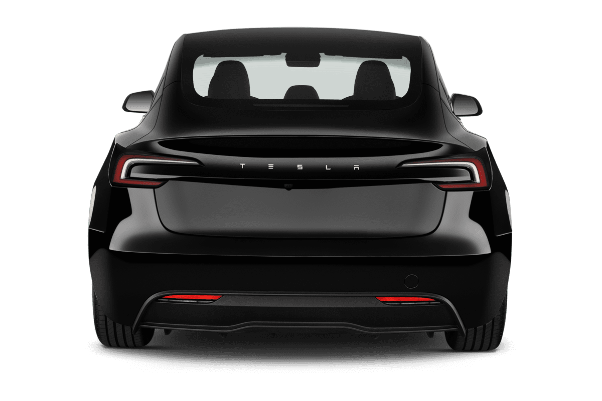 Heckansicht eines Tesla Model 3
