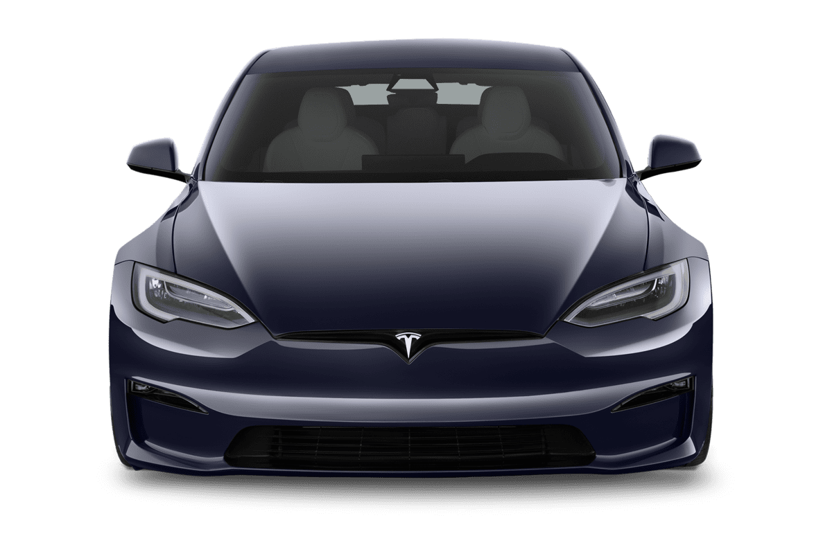 Frontansicht eines Tesla Model S, freigestellt