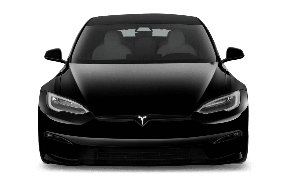 Frontansicht eines Tesla Model S, freigestellt