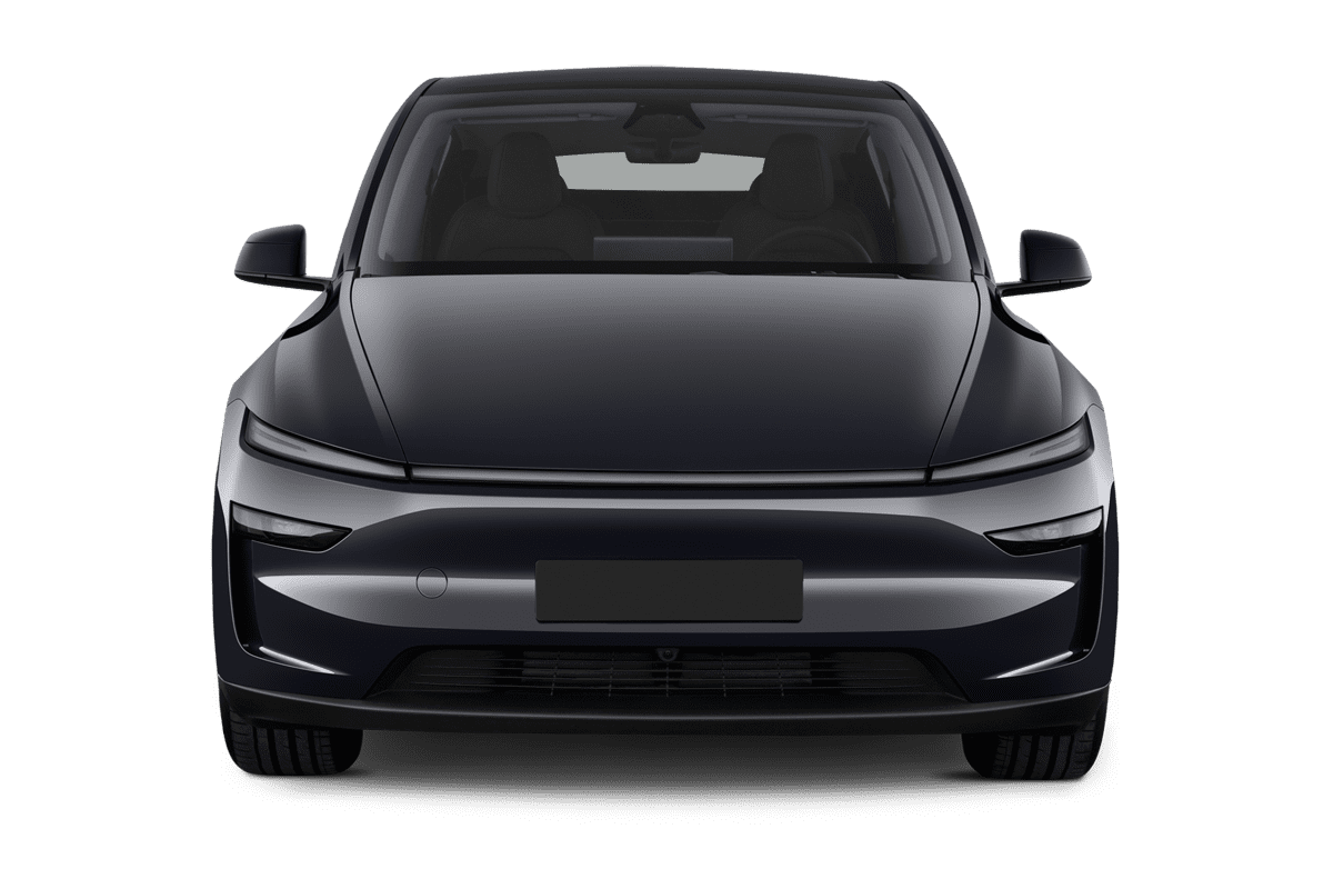 Frontansicht eines Tesla Model Y, freigestellt