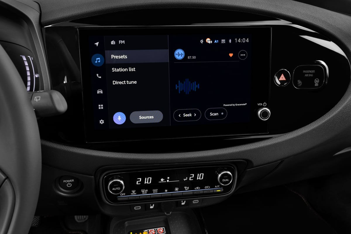 Mittelkonsole eines Toyota Aygo X Hybrid 