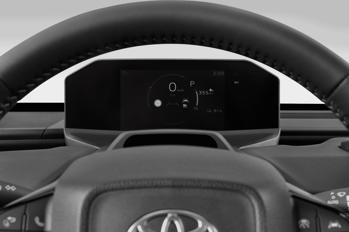 Kombiinstrument eines Toyota bZ4X Touring (KI-generiert)