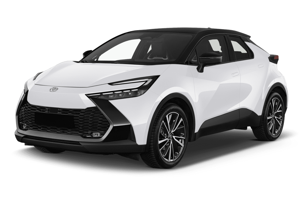 Schräge Frontansicht eines Toyota C-HR Hybrid , freigestellt