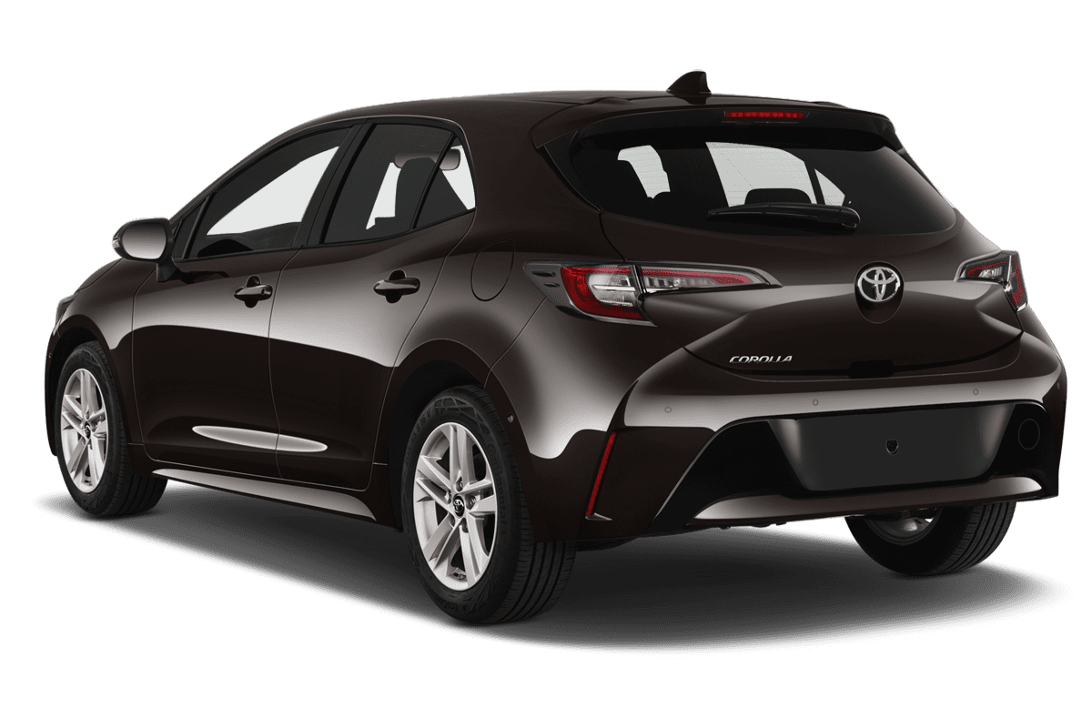 Schräge Heckansicht eines Toyota Corolla, freigestellt