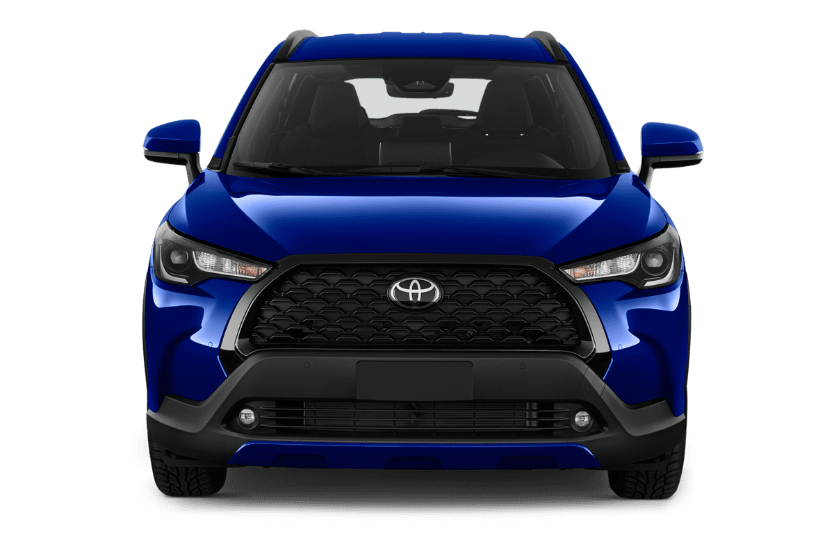 Frontansicht eines Toyota Corolla Cross Hybrid, freigestellt
