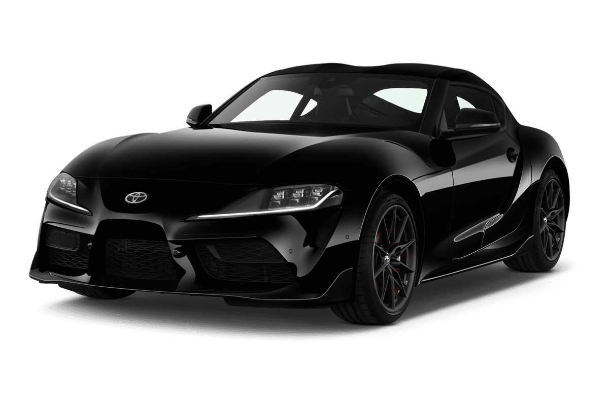 Schräge Frontansicht eines Toyota GR Supra, freigestellt