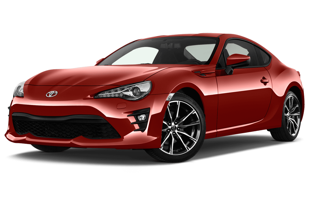 Tiefe, schräge Heckansicht eines Toyota GT 86, freigestellt